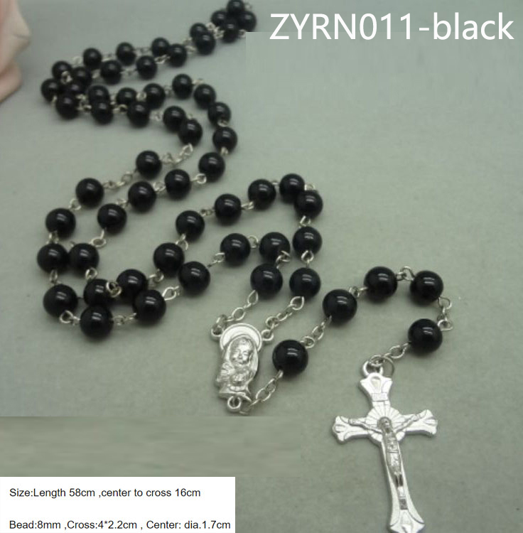8mm Glass bead cross necklace
