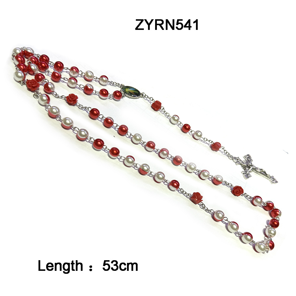 Glass pearl cross necklace