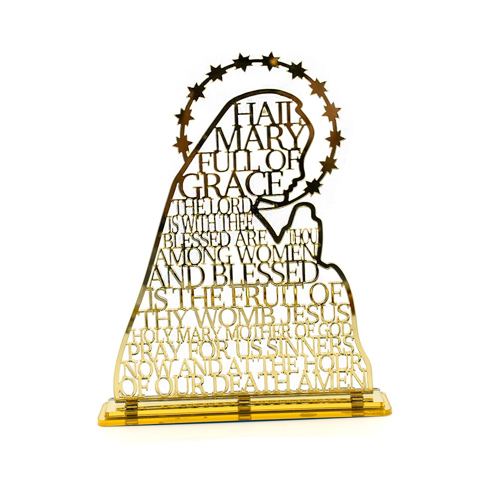 Gold 12.7*15.8cm Acrylic Sculpture Scripture Mary