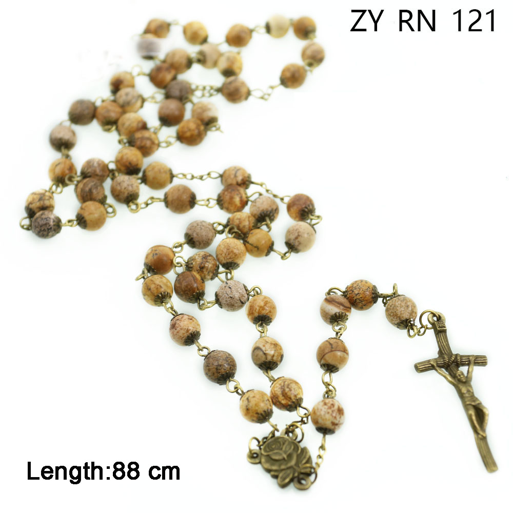 stone cross jewelry, rosary beads and necklaces