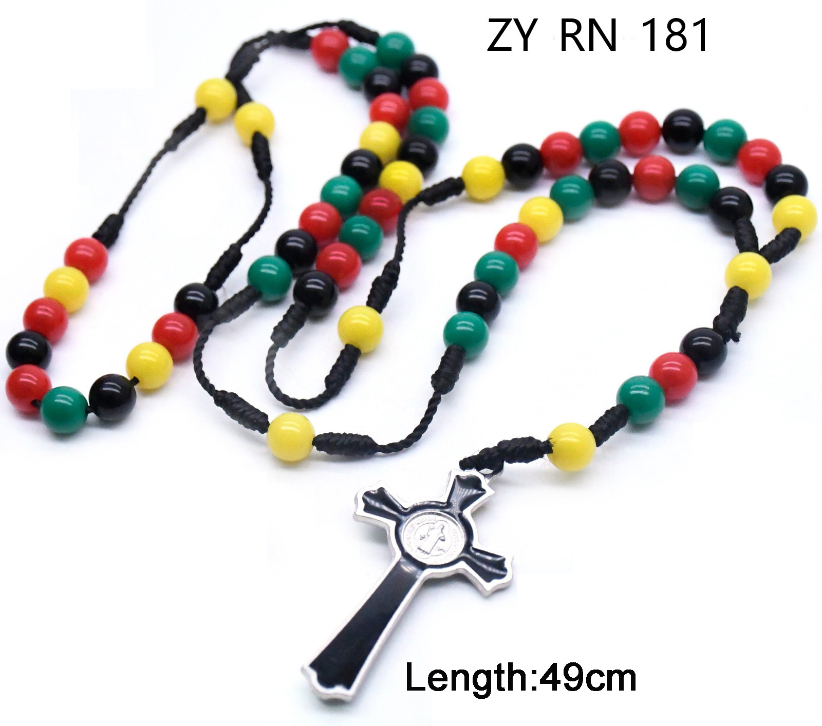 colored beads cross rosary necklace prayer beads