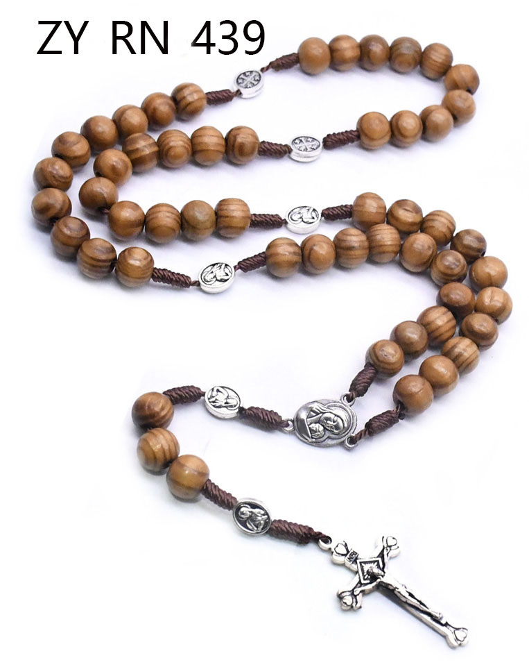 Wooden Beaded Cross Necklace