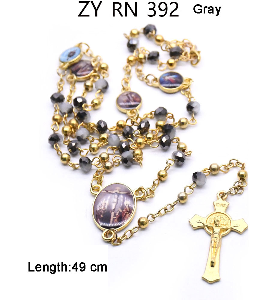 Metal Beads Crystal Beaded Cross Necklace Bracelet