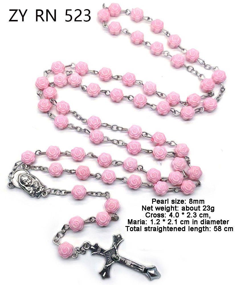 Rose flower necklace - Baptism beads