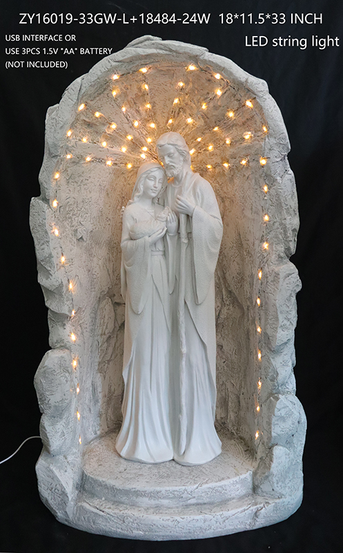 Rock Garden&Holy; Family W/ Led Light