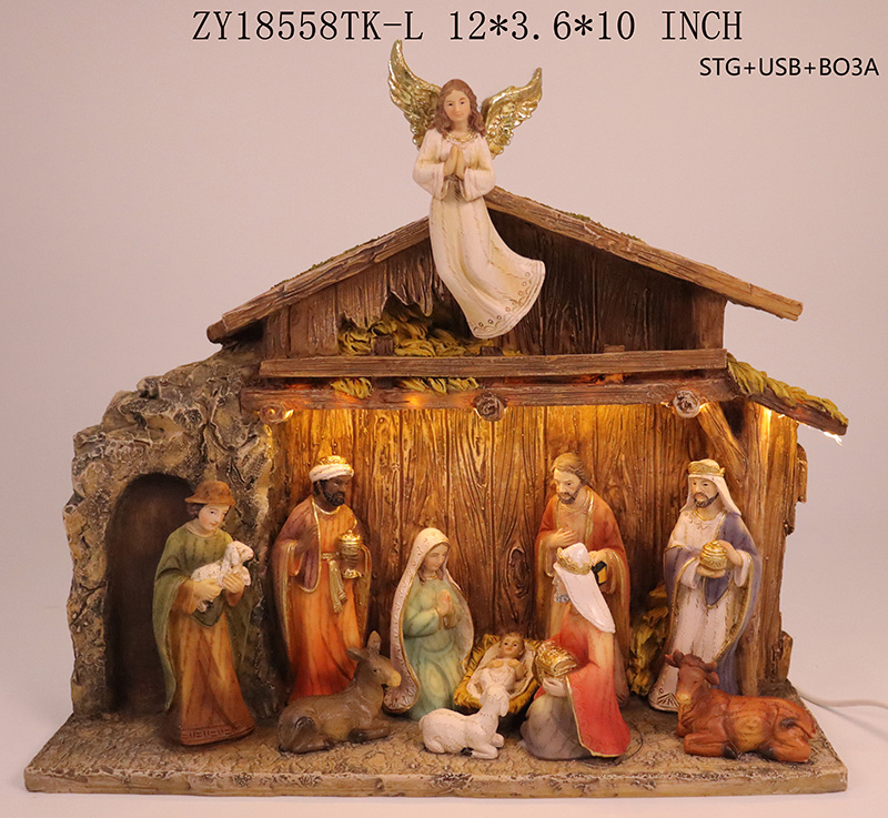 Nativity set & stable with Led light